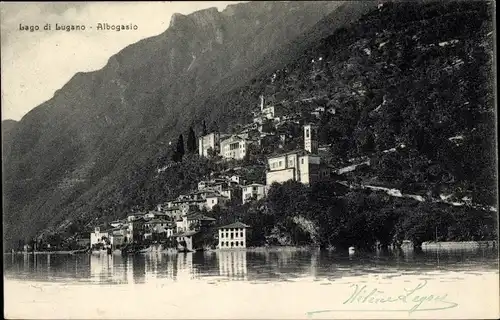 Ak Albogasio Lago di Lugano Lombardia, Berg, Stadtansicht