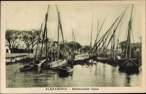 Ak Alexandria Ägypten, Mahmoudieh Canal, Boote