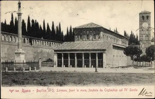 Ak Roma Rom Lazio, Basilica di S. Lorenzo fuori le mura fondata da Costantino nel IV Secolo