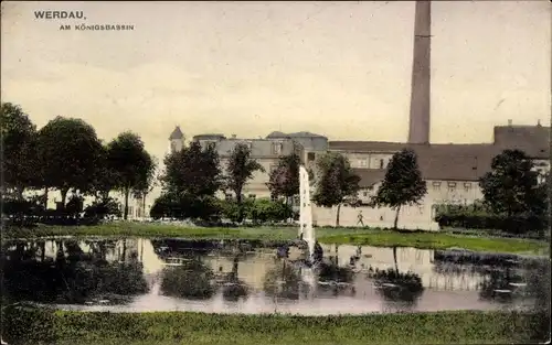 Ak Werdau in Sachsen, Blick auf Königsbassin