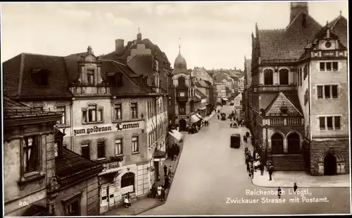 Ak Reichenbach im Vogtland, Zwickauer Straße mit Postamt