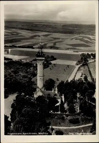 Ak Würzburg am Main Unterfranken, Fliegeraufnahme, Frankenwarte, Aussichtsturm