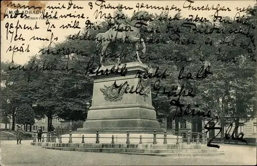 Ak Mönchengladbach am Niederrhein, Kaiser Denkmal, Reiterstatue