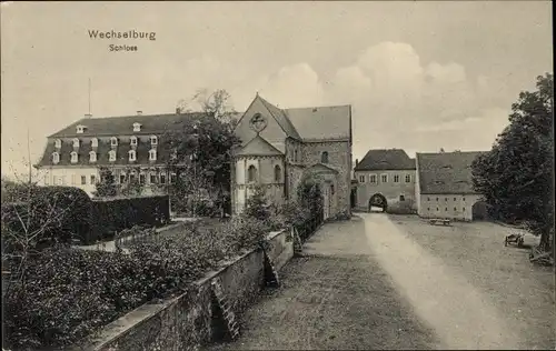 Ak Wechselburg in Sachsen, Schloss, Straßenpartie