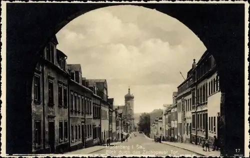 Ak Marienberg im Erzgebirge Sachsen, Blick durch das Zschopauer Tor