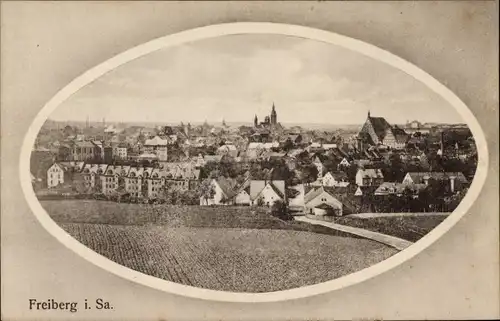 Passepartout Ak Freiberg im Kreis Mittelsachsen, Gesamtansicht der Stadt