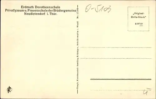 Ak Neudietendorf in Thüringen, Erdmuth Dorotheenschule der Brüdergemeine, Speisesaal