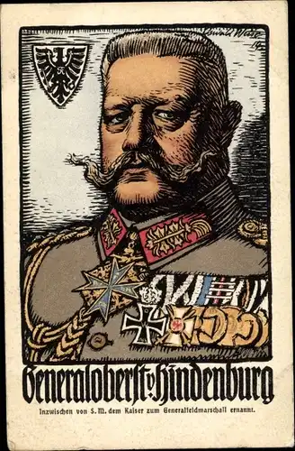 Steindruck Ak Generalfeldmarschall Paul von Hindenburg, Portrait