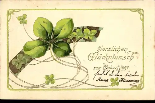 Ak Glückwunsch Geburtstag, Kleeblätter