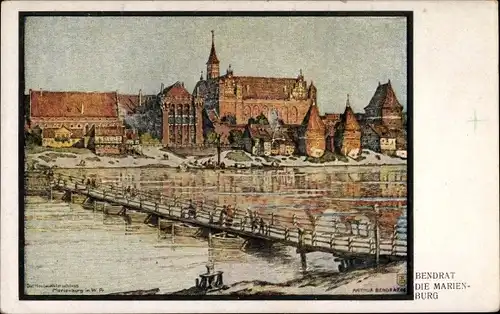 Künstler Ak Bendrat, Malbork Marienburg Westpreußen, Die Marienburg