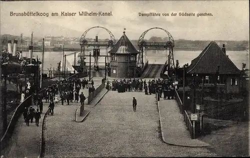 Ak Brunsbüttelkoog Brunsbüttel in Dithmarschen, Kaiser Wilhelm Kanal, Dampffähre