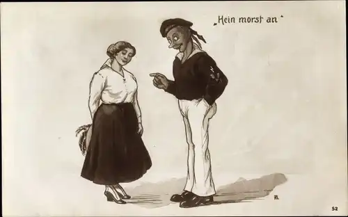 Künstler Ak Hein morst an, deutscher Seemann, Frau