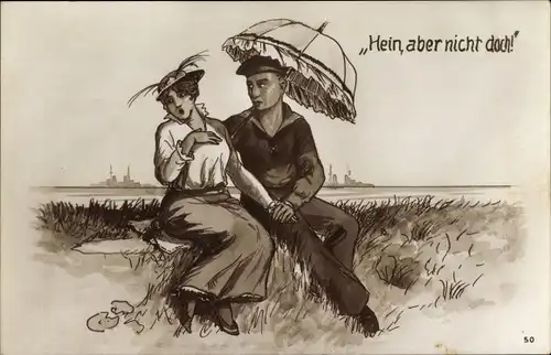 Künstler Ak Hein, aber nicht doch, deutscher Seemann, Frau