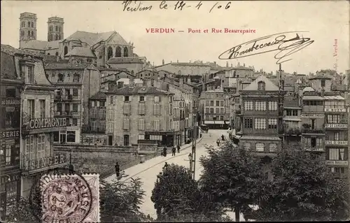 Ak Verdun Meuse, Pont et Rue Beaurepaire