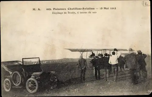 Ak Puiseaux Chatillon Aviation 1912, Decollage de Brodin, Flugzeug