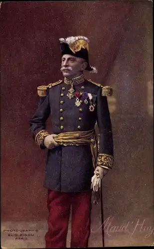 Ak General Louis Ernest de Maud'huy, Portrait, Zweispitz Hut