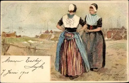 Künstler Litho Hlassiers, Frauen in niederländischen Volkstrachten