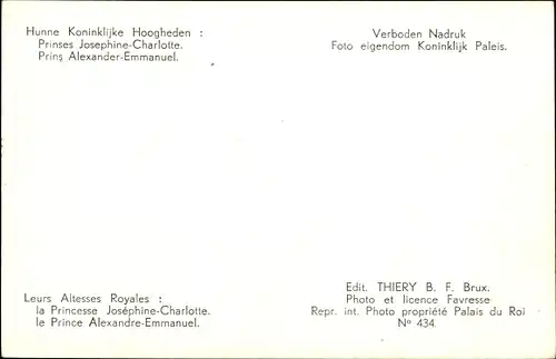 Ak La Princesse Josephine Charlotte, La Prince Alexandre Emmanuel
