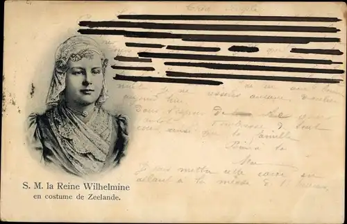 Ak La Reine Wilhelmine en costume de Zeelande, Königin Wilhelmina der Niederlande