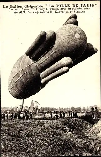 Ak Ballon dirigeable La Ville de Paris, Henry Deutsch