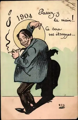 Ak Rauchender Mann, Zigarette, Jahreszahl 1904, Schatten