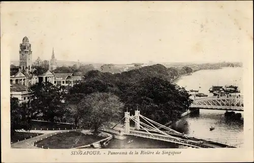 Foto Ak Singapore Singapur, Panorama de la Riviére de Singapour