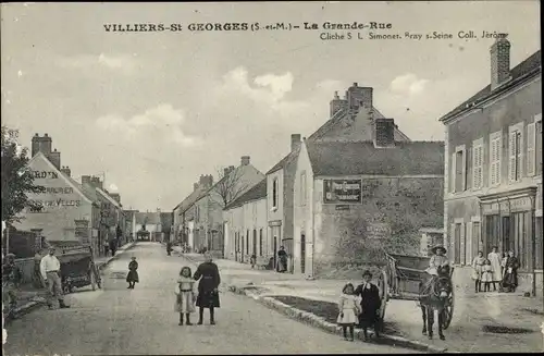 Ak Villiers Saint Georges Val de Marne, La Grande Rue