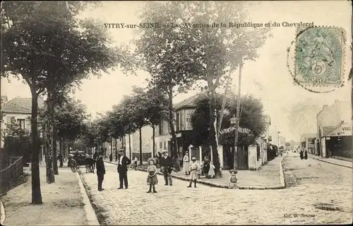 Ak Vitry sur Seine Val de Marne, Les Avenues de la Republique et du Chevaleret