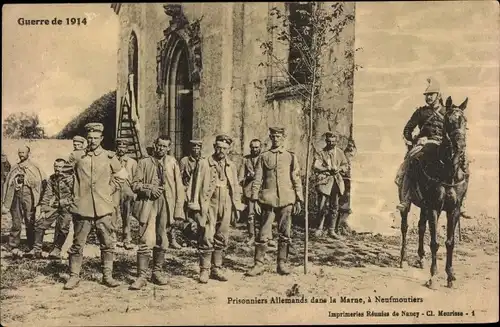 Ak Neufmoutiers en Brie Seine et Marne, Prisonniers Allemands dans la Marne, Guerre de 1914