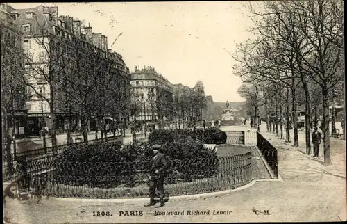 Ak Paris XI, Boulevard Richard Lenoir, Grünstreifen