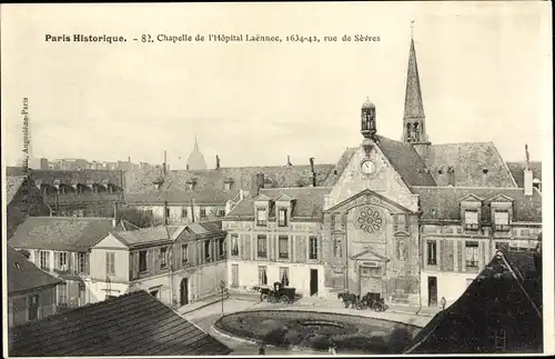 Ak Paris VI, Chapelle de l'Hopital Laennec, Rue de Sevres, Krankenhauskapelle, Kutschen