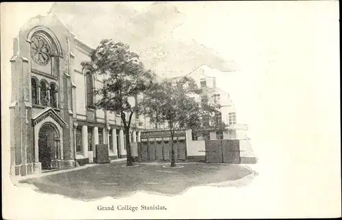 Ak Paris VI, Grand College Stanislas, Außenansicht, Portal