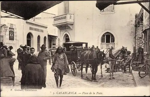 Ak Casablanca Marokko, Place de la Poste