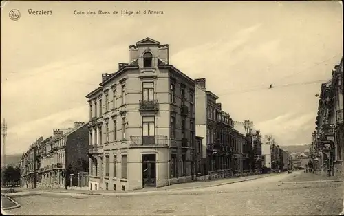 Ak Verviers Wallonien Lüttich, Coin des Rues de Liège et d'Anvers