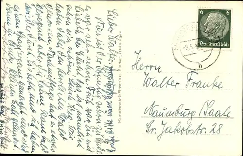 Ak Sonneberg Thüringen, Panorama, Bahnbrücke, Partie im Thüringer Wald