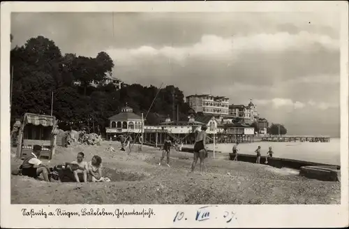 Ak Sassnitz auf Rügen, Badeleben, Seebrücke