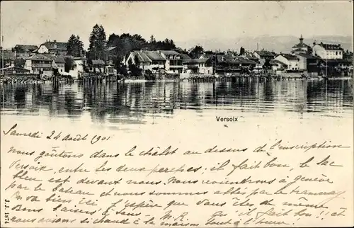 Ak Versoix Kanton Genf, Stadt am Ufer