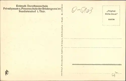 Ak Neudietendorf in Thüringen, Erdmuth Dorotheenschule der Brüdergemeine, Blick in den Schulpark