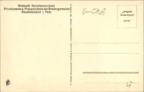 Ak Neudietendorf in Thüringen, Erdmuth Dorotheenschule der Brüdergemeine, Kirchensaal