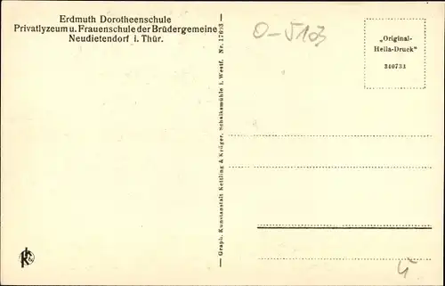 Ak Neudietendorf in Thüringen, Erdmuth Dorotheenschule der Brüdergemeine, Gartenhäuschen