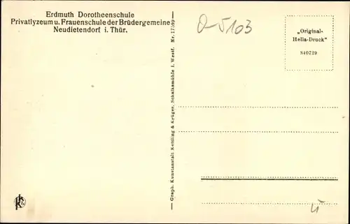 Ak Neudietendorf in Thüringen, Erdmuth Dorotheenschule, Frauenschule der Brüdergemeine