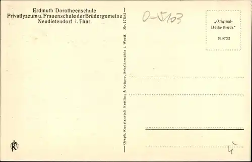 Ak Neudietendorf in Thüringen, Erdmuth Dorotheenschule der Brüdergemeine, Frauenschulhof