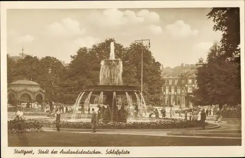 Ak Stuttgart in Württemberg, Schlossplatz, Brunnen