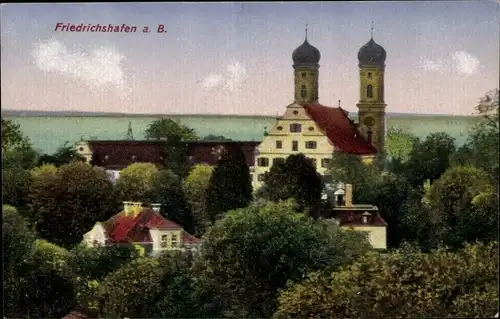 Ak Friedrichshafen am Bodensee, Teilansicht, Kirche