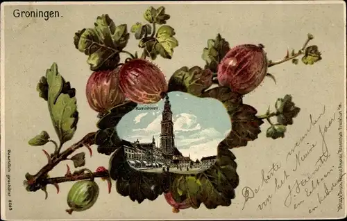 Präge Stachelbeer Litho Nürnberg in Mittelfranken Bayern, Martiniturm