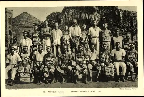 Ak Republik Kongo Französisch Kongo, Jeunes Menages Chretiens, portrait