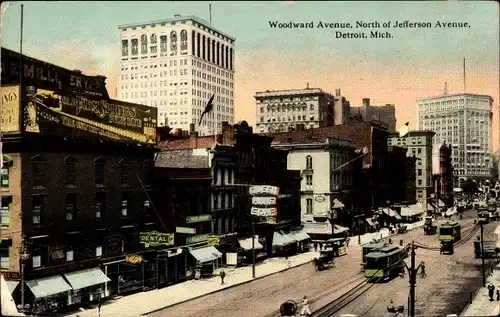 Ak Detroit Michigan USA, Woodward Avenue, North of Jefferson Avenue