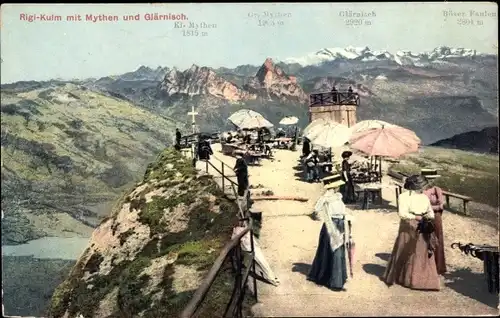 Ak Rigi Kulm Kanton Schwyz, Aussichtsplattform, Mythen und Glärnisch, Böser Faulen