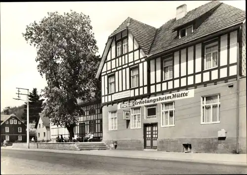 Ak Schönau Schönbrunn Schleusegrund Thüringen, FDGB Erholungsheim Hütte, Straßenansicht