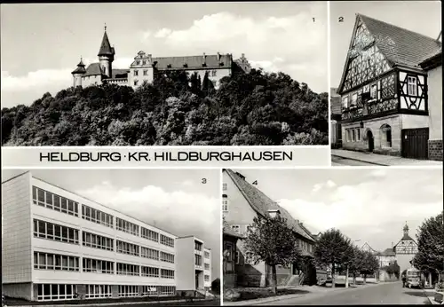 Ak Heldburg in Thüringen, Veste Heldburg, Fachwerkhaus, Rudi Arnstadt Oberschule, Untere Vorstadt